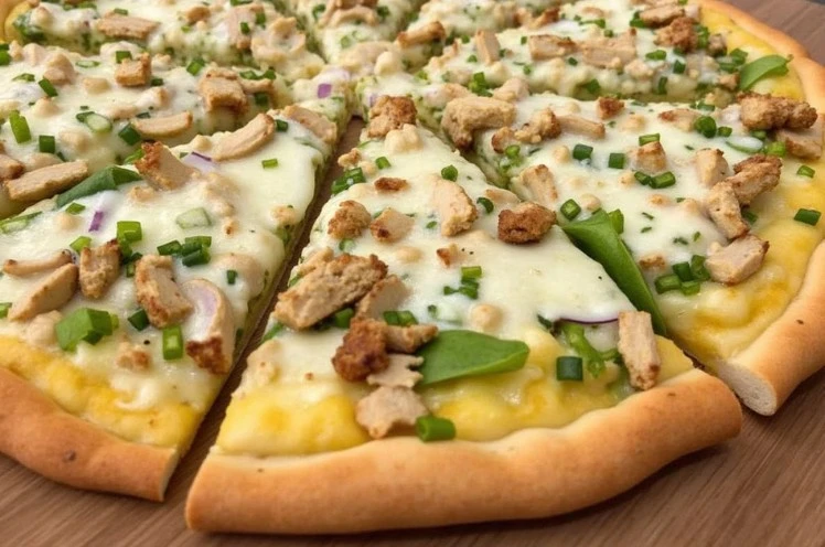 chicken crust caesar salad pizza