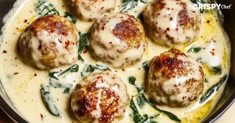 Parmesan Chicken Meatballs with Creamy Spinach