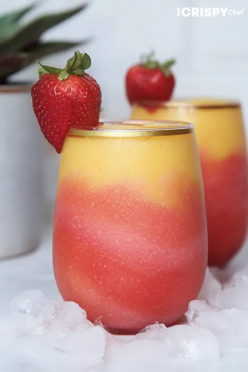 Mango Strawberry Swirled Slushies