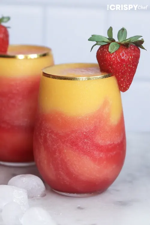 Mango Strawberry Swirled Slushies
