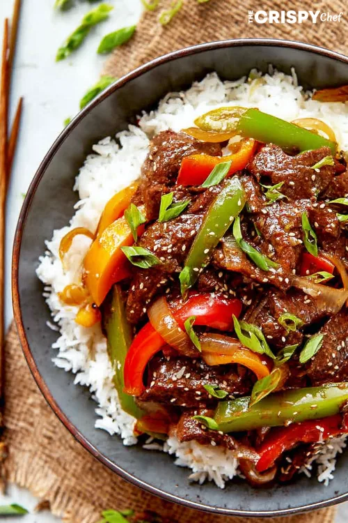 Sizzling Chinese Pepper Steak with Onions