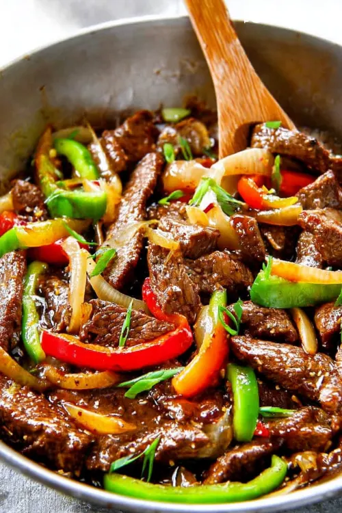 Sizzling Chinese Pepper Steak with Onions