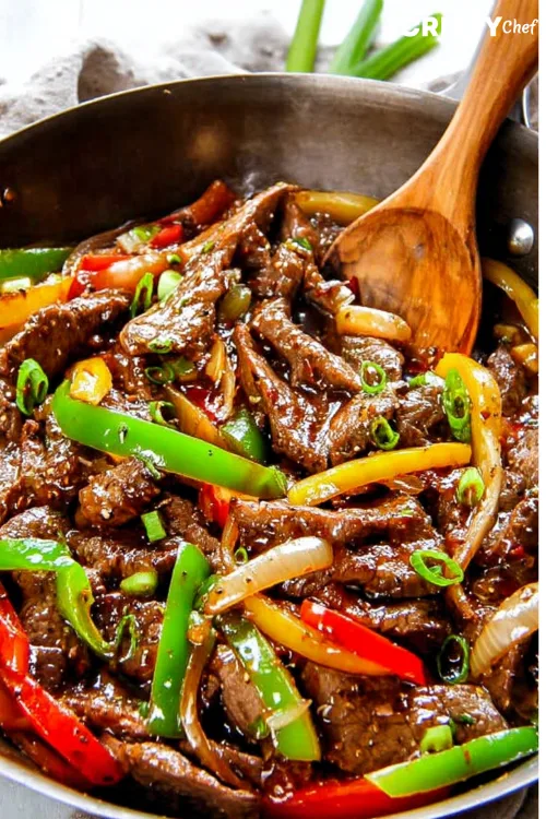 Sizzling Chinese Pepper Steak with Onions