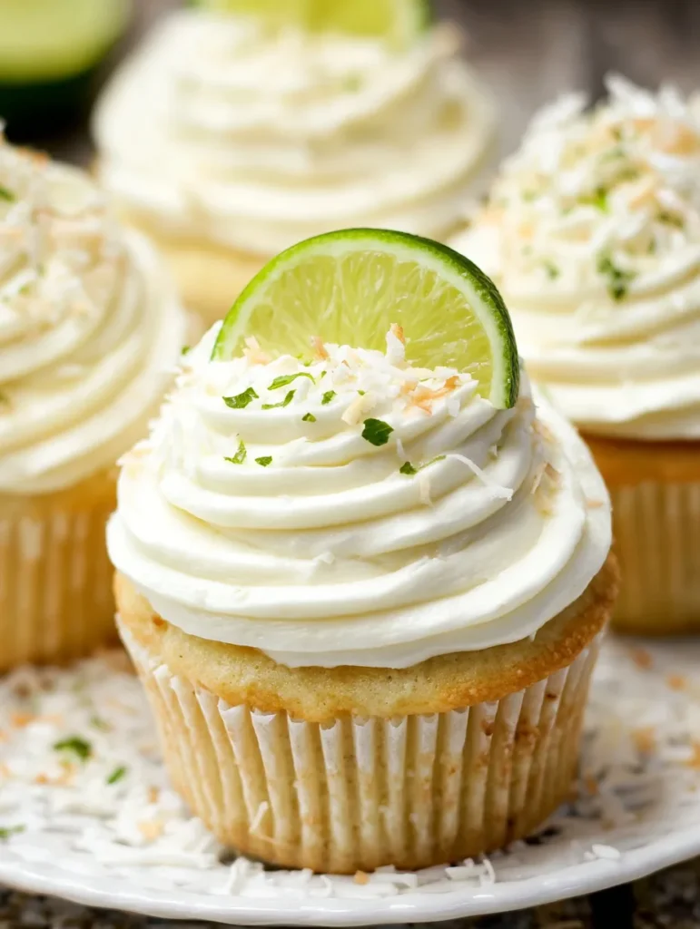 Coconut Cupcakes with Lime Buttercream Frosting