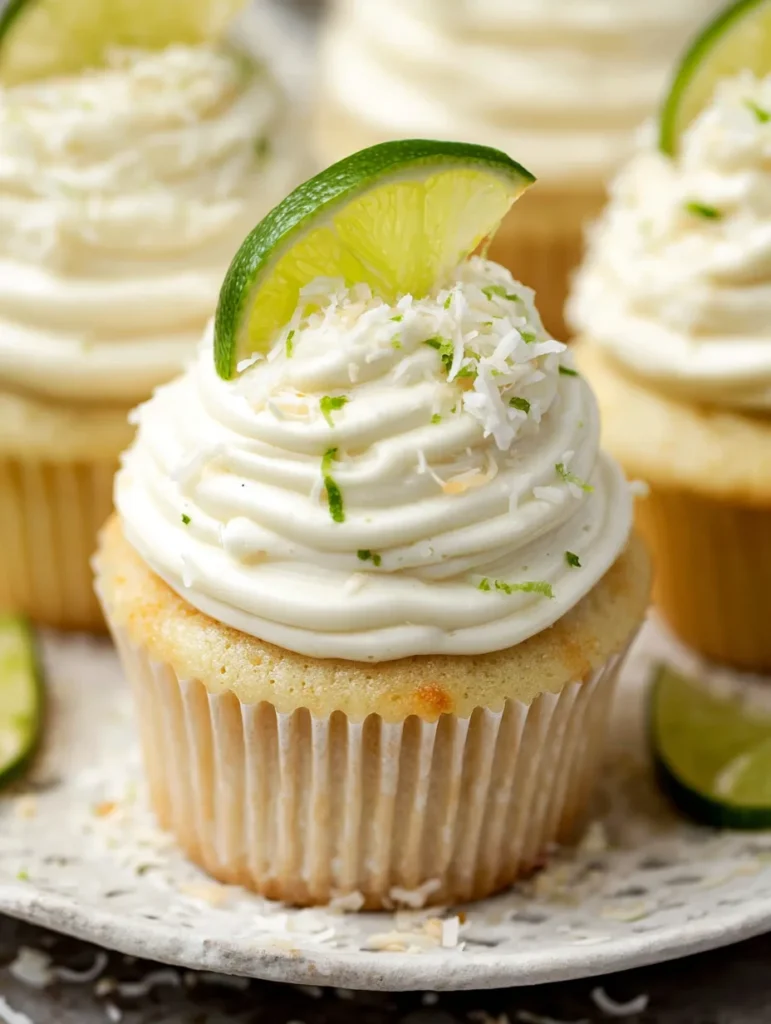 Coconut Cupcakes with Lime Buttercream Frosting