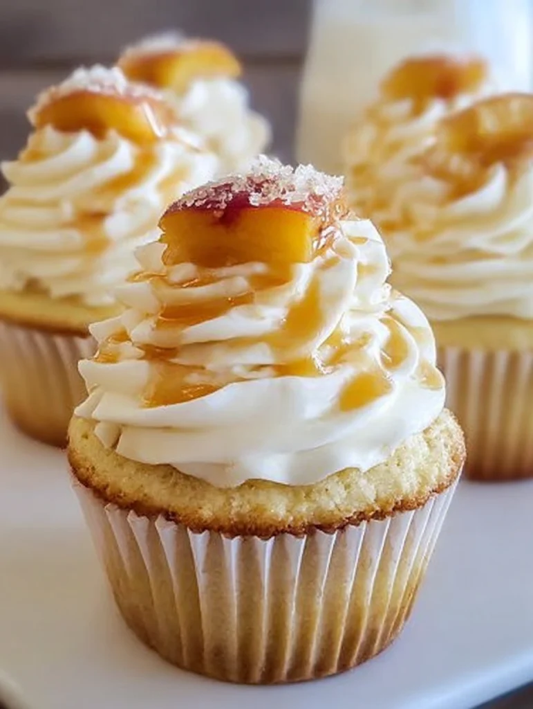 Honey Peach Cream Cheese Cupcakes