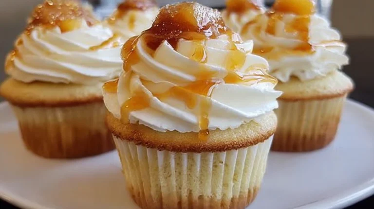 Honey Peach Cream Cheese Cupcakes
