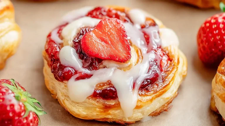 Strawberry Danish: The Lazy Baker’s Secret Weapon 🍓 Okay, let’s be real—homemade pastries sound fancy, but who actually has time to knead, proof, chill, fold, and repeat like it’s a full-time job? Spoiler: not me. That’s why I keep a secret weapon stashed in my fridge at all times—puff pastry. And with it? I make the easiest, flakiest, most delicious Strawberry Danish you'll ever taste. Promise. Whether you're looking for a quick brunch treat, something pretty for guests, or just a reason to justify eating fruit wrapped in carbs, this is the recipe. No mixer, no stress, and yes, it looks like you spent hours on it (even if it took you, like, 20 minutes). What Exactly Is a Strawberry Danish Anyway? In case you’ve never met one in the wild (first of all—how?), a Danish is a type of pastry that’s typically made with laminated dough (read: buttery layers galore) and filled with sweet stuff like cream cheese, fruit, or jam. The strawberry version usually combines a creamy filling with fresh strawberries or jam on top of flaky pastry. It’s part breakfast, part dessert, and totally addictive. Ever had one from a bakery and wondered if you could make it at home? The answer is heck yes—without all the drama of laminated dough from scratch. 🙌 Why You’ll Love This Strawberry Danish Recipe Let me give it to you straight—this recipe is: Ridiculously easy (because we’re using store-bought puff pastry) Perfectly balanced—flaky, creamy, fruity, sweet Fast enough for weekday mornings Pretty enough for brunch guests or Instagram Customizable with whatever fruit or filling you’ve got lying around And IMO, it tastes better than anything from a box or drive-thru. Ingredients You’ll Need (Nothing Weird, I Promise) You probably have most of these already, and if not, they’re easy to find. Basic Ingredients: 1 sheet puff pastry, thawed 4 oz cream cheese, softened 2 tbsp sugar 1/2 tsp vanilla extract 1/2 cup strawberry jam (or fresh chopped strawberries) 1 egg (for egg wash) Powdered sugar (for optional glaze) Optional Add-ons (If You’re Feeling Fancy): Lemon zest (adds brightness) A splash of almond extract Sliced almonds for topping Fresh mint leaves (makes you look like a pro) Pro tip: Use full-fat cream cheese. This isn’t the time to pretend fat-free tastes the same. It doesn’t. Sorry not sorry. 😬 How to Make Strawberry Danish at Home (Step-by-Step) Step 1: Preheat & Prep Preheat your oven to 400°F (200°C). Line a baking sheet with parchment paper—unless you like scrubbing sticky jam off metal, which… you do you, I guess. Unfold your thawed puff pastry and cut it into 4–6 equal rectangles. If you’re feeling cute, go smaller and make minis. Step 2: Mix the Cream Cheese Filling In a bowl, mix: Cream cheese Sugar Vanilla You’re going for a smooth, spreadable consistency. Taste it. If you want it sweeter, add another sprinkle of sugar. You’re the boss. Step 3: Assemble Like a Pro Spoon a tablespoon of cream cheese mixture onto the center of each pastry rectangle. Top it with a dollop of jam or a few slices of fresh strawberry. Fold or shape however you like: Leave them flat and open (like a tart) Fold diagonally for a triangle Fold corners inward like a pinwheel (cute and classic) Just make sure the filling stays put—this isn't a crime scene. Step 4: Egg Wash & Bake Beat the egg and brush it lightly over the edges of the pastry. This makes them golden and shiny and bakery-level pretty. Bake for 15–18 minutes or until puffed and beautifully browned. Try not to eat one straight off the tray unless you want a burnt tongue. Just saying. 😬 Optional: Add a Glaze for That Instagram Glow Want to be extra? Whisk together: 1/2 cup powdered sugar 1–2 tsp milk or lemon juice A tiny drop of vanilla (optional) Drizzle it over the cooled Danishes like you’re Jackson Pollock. Insta-worthy in 10 seconds flat. Fresh vs. Jam: Which Is Better? Honestly? You can’t go wrong. Jam: Convenient Consistent sweetness Less watery = easier to work with Fresh Strawberries: Adds freshness and texture Looks beautiful (especially with a glaze) Can get juicy or runny during baking My take: If I’m making a batch ahead or freezing, I use jam. For brunch or impressing guests, I go with fresh. Strawberry Danish Variations (Because Options = Happiness) One of the best things about this recipe? You can mix it up in so many ways. Fruit Swaps: Blueberry Raspberry Cherry Peach (with a pinch of cinnamon = 🤤) Filling Upgrades: Add lemon zest to the cream cheese Mix in a spoonful of sour cream for tang Use Nutella instead of jam (thank me later) Topping Ideas: Sprinkle coarse sugar before baking Add chopped nuts after baking Glaze with lemon icing or cream cheese drizzle Basically, once you’ve nailed the base, the pastry world is your oyster. Storing & Reheating: Because Leftovers Happen If by some miracle you don’t eat them all at once, here’s what to do: Storage: Store in an airtight container at room temp for up to 2 days For longer freshness, refrigerate for up to 5 days (but the crust softens) Reheating: Oven or toaster oven: 350°F for 5–7 minutes Air fryer: 320°F for 3–4 minutes Microwave? Sure… but say goodbye to that crisp. :( Freezing: Freeze unbaked pastries (with filling) on a tray Once solid, transfer to a freezer bag Bake straight from frozen—just add 3–5 minutes Common Mistakes to Avoid (So You Don’t Cry Later) Let’s avoid pastry heartbreak, yeah? Don’t overfill. More filling = more mess. Less is more here. Keep puff pastry cold. If it gets too warm, it won’t puff. Bake on parchment. Unless you like cleaning baked-on jam… Let them cool slightly. I know it’s hard, but trust me—gooey burns hurt. When to Serve Strawberry Danishes (A.K.A. All the Time) You don’t need an excuse, but here are a few: Weekend brunch with coffee Mother’s Day (your mom will cry, in a good way) Holiday breakfast trays Picnics or potlucks Random Tuesday because you deserve joy Also, just imagine walking into work with a tray of these. Instant office legend status. 🏆 Let’s Wrap This Up (Like a Danish Corner) So here’s the deal: Strawberry Danishes are shockingly easy, taste like you bought them from a fancy bakery, and take basically no effort. We love a low-effort, high-payoff snack around here. Keep puff pastry in your freezer. Keep cream cheese and jam on hand. And next time you need something impressive in a hurry? You’ve got this in your back pocket.