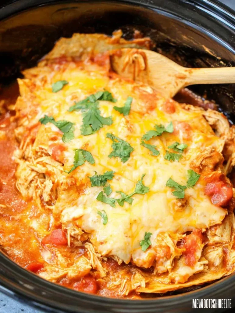 Crockpot Chicken Enchilada Casserole