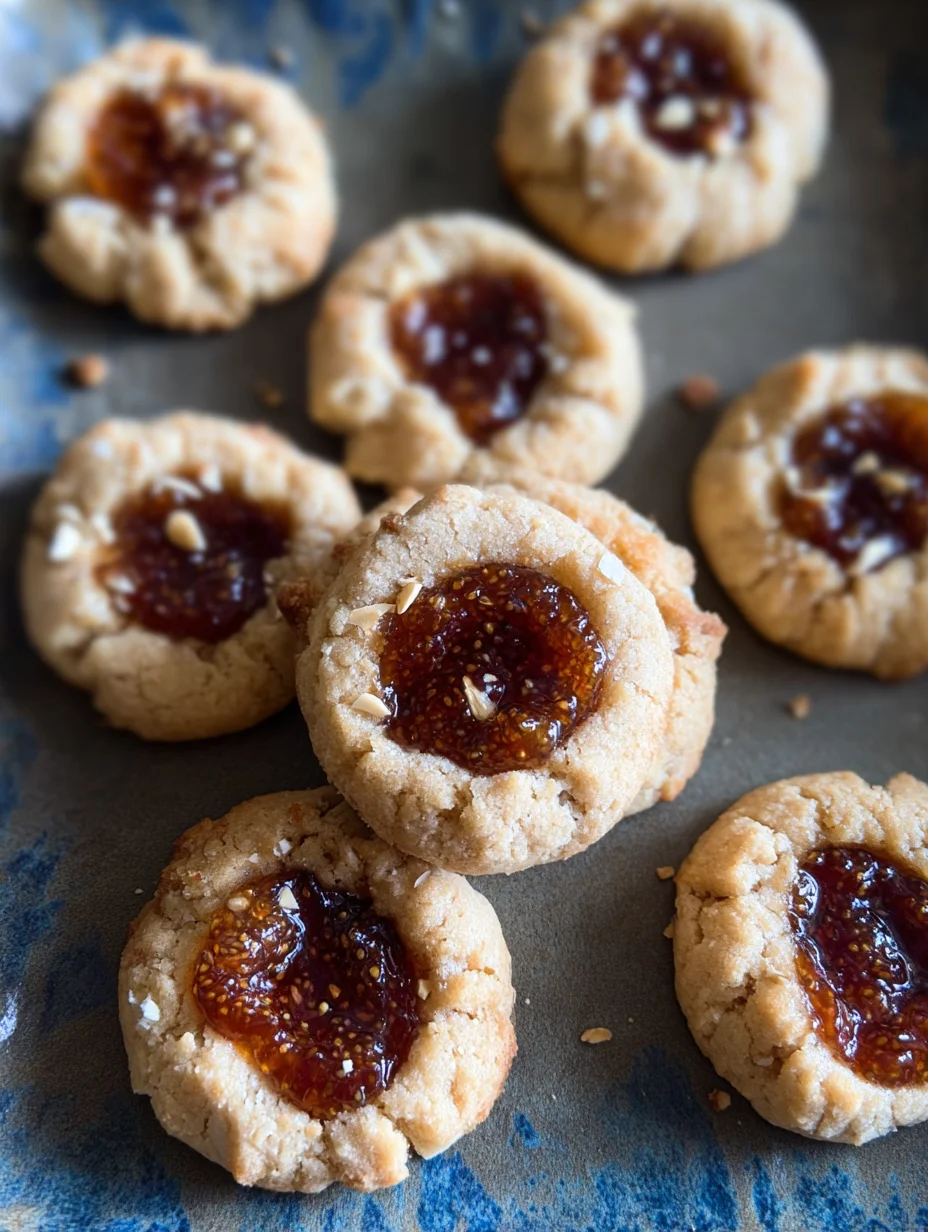 Buttery Almond Fig Jam Thumbprint Cookies