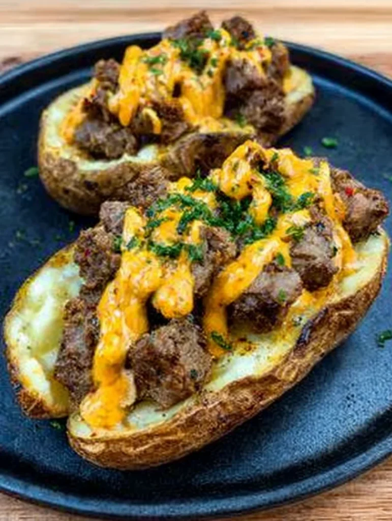 Loaded Baked Potato with Steak Bites