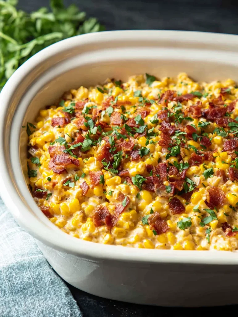 Cheesy Loaded Slow Cooker Creamed Corn