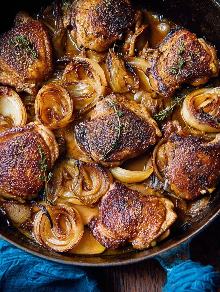 Braised Chicken Thighs with Apples & Onions
