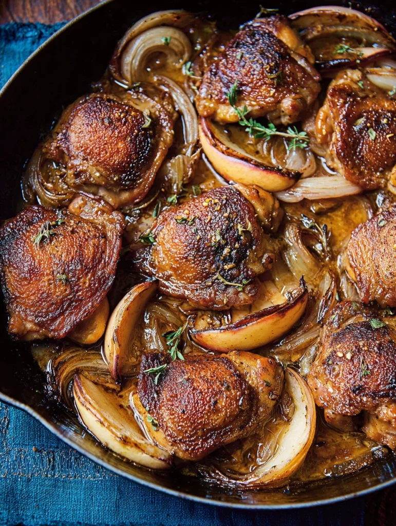 Braised Chicken Thighs with Apples & Onions