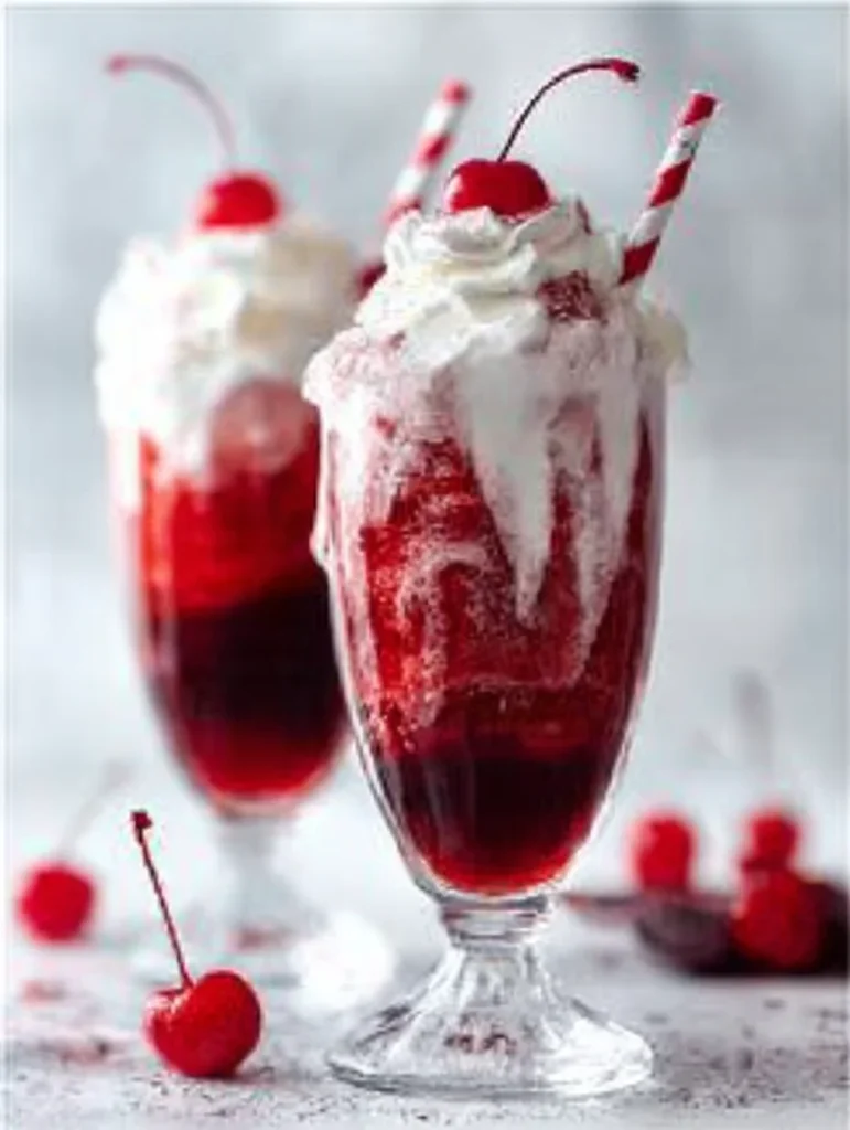 Cherry cocoa soda float sundae
