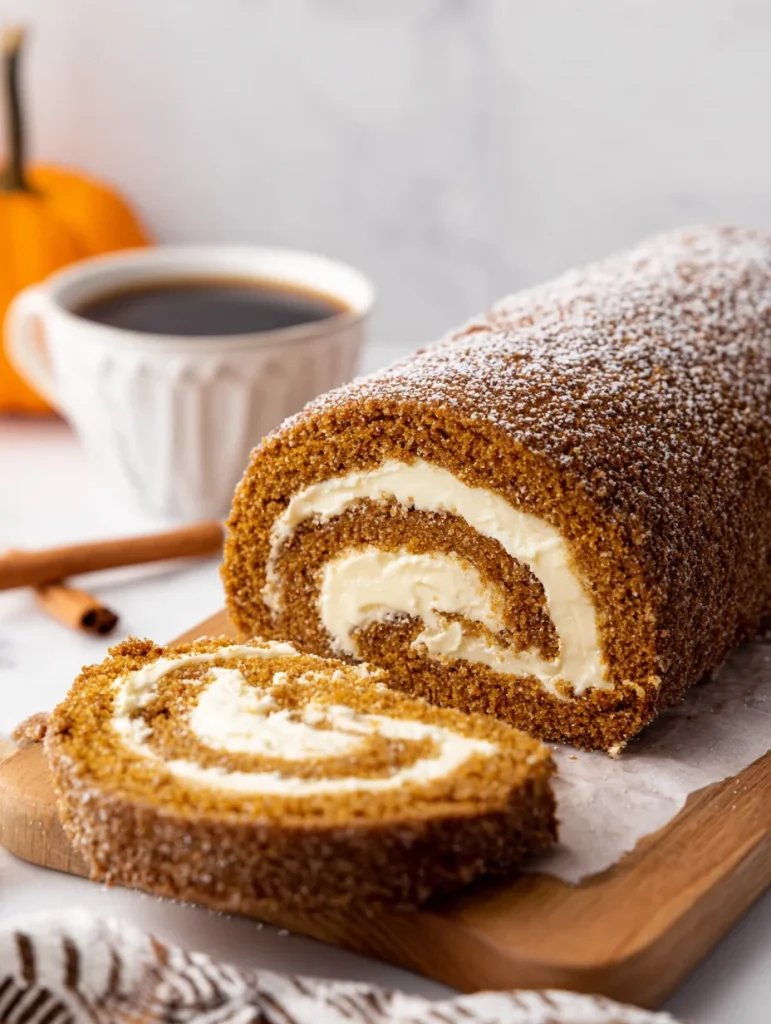 Creamy Pumpkin Spice Roll Cake