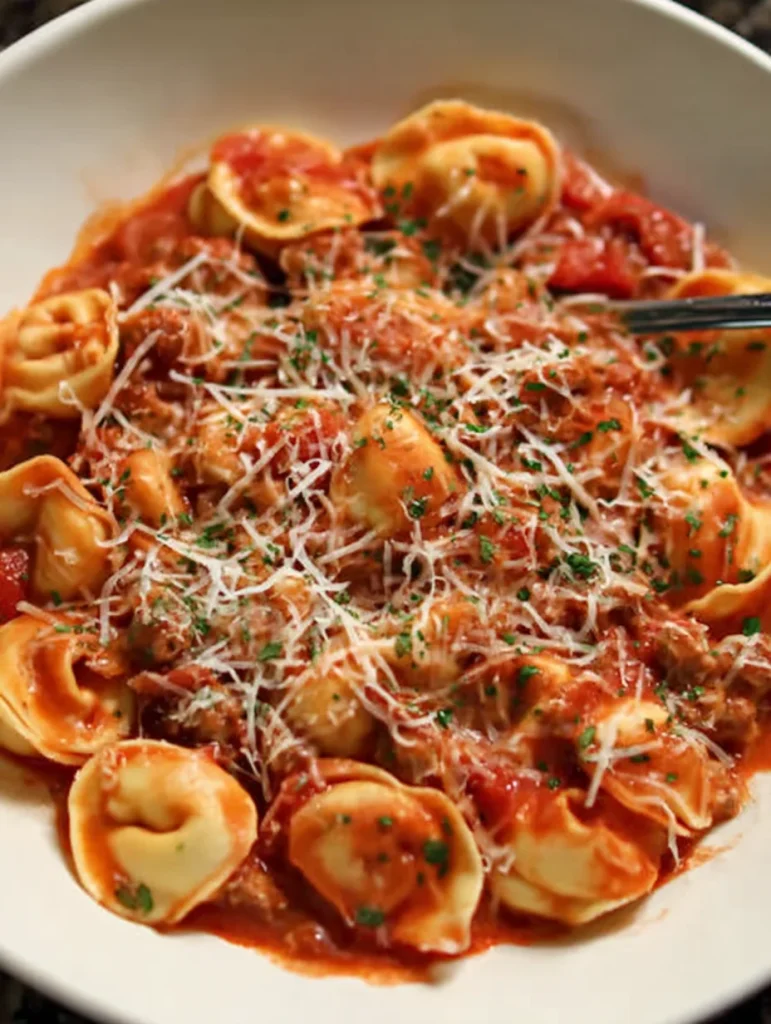 Crockpot Cheese Tortellini and Sausage