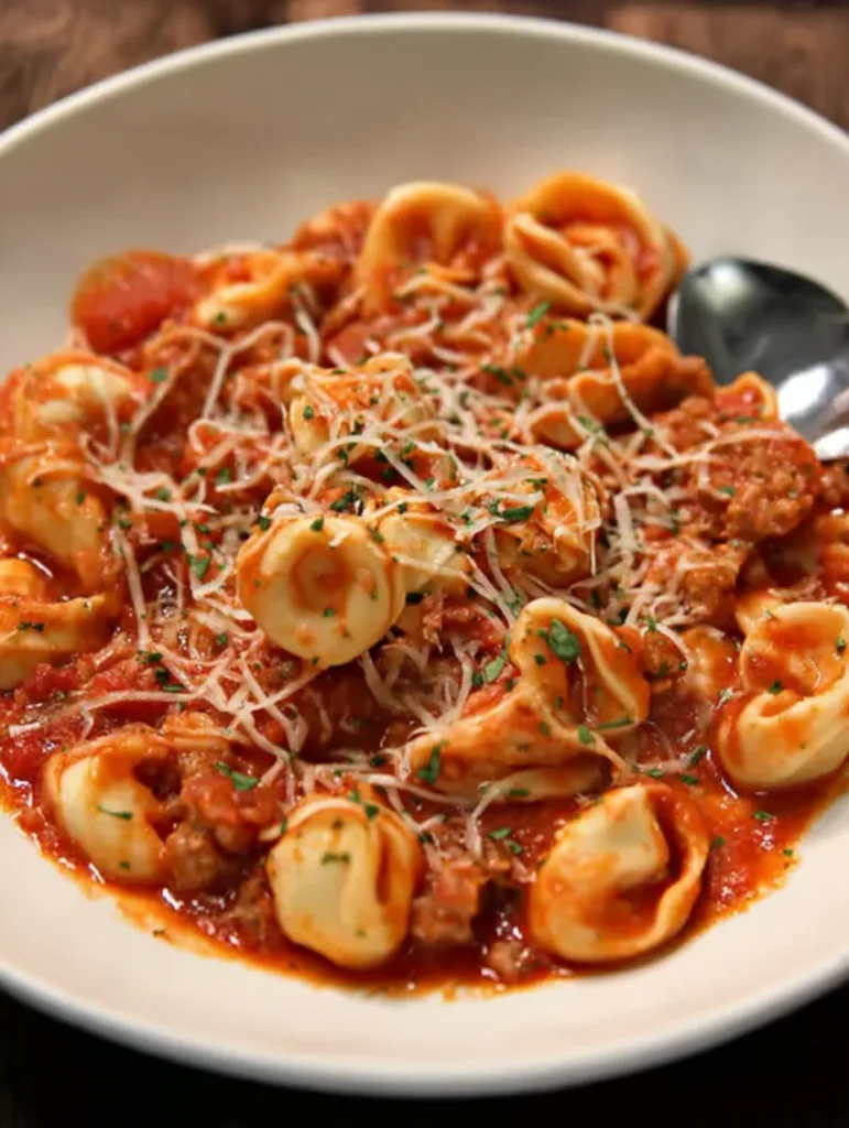 Crockpot Cheese Tortellini and Sausage