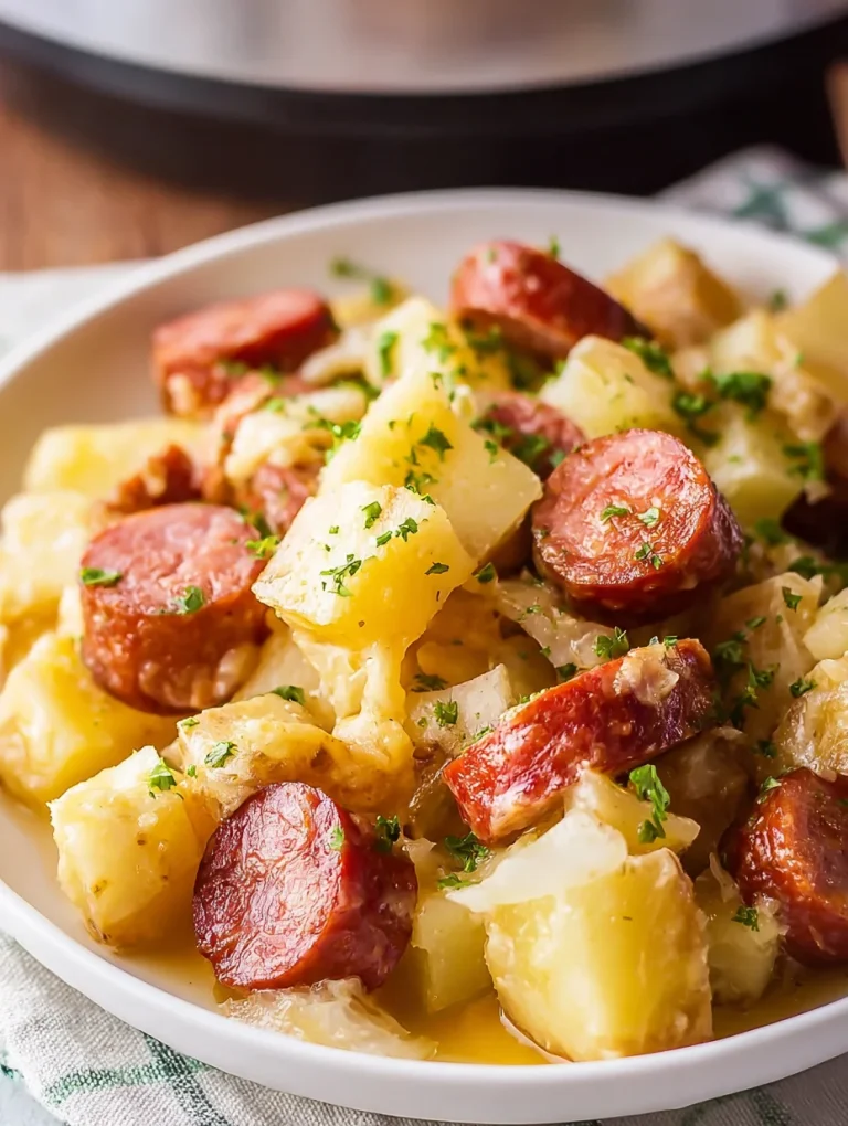 Crockpot Cheesy Potatoes and Kielbasa