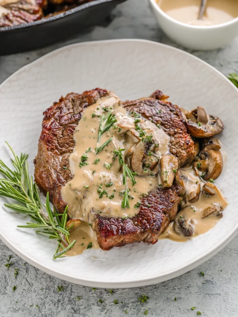 Garlic Butter Steak with Parmesan Cream Sauce