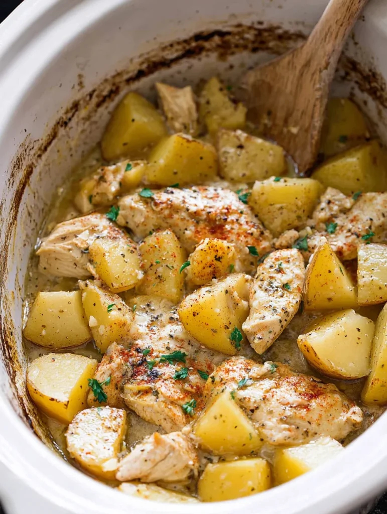 Garlic Parmesan Crockpot Chicken and Potatoes