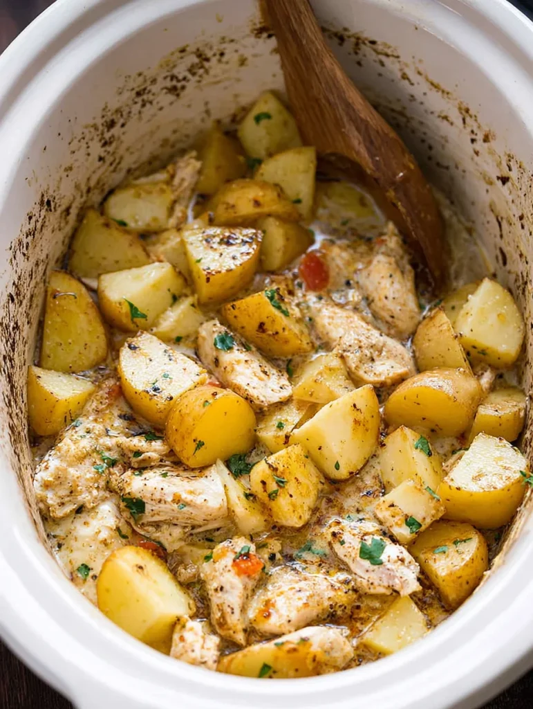Garlic Parmesan Crockpot Chicken and Potatoes