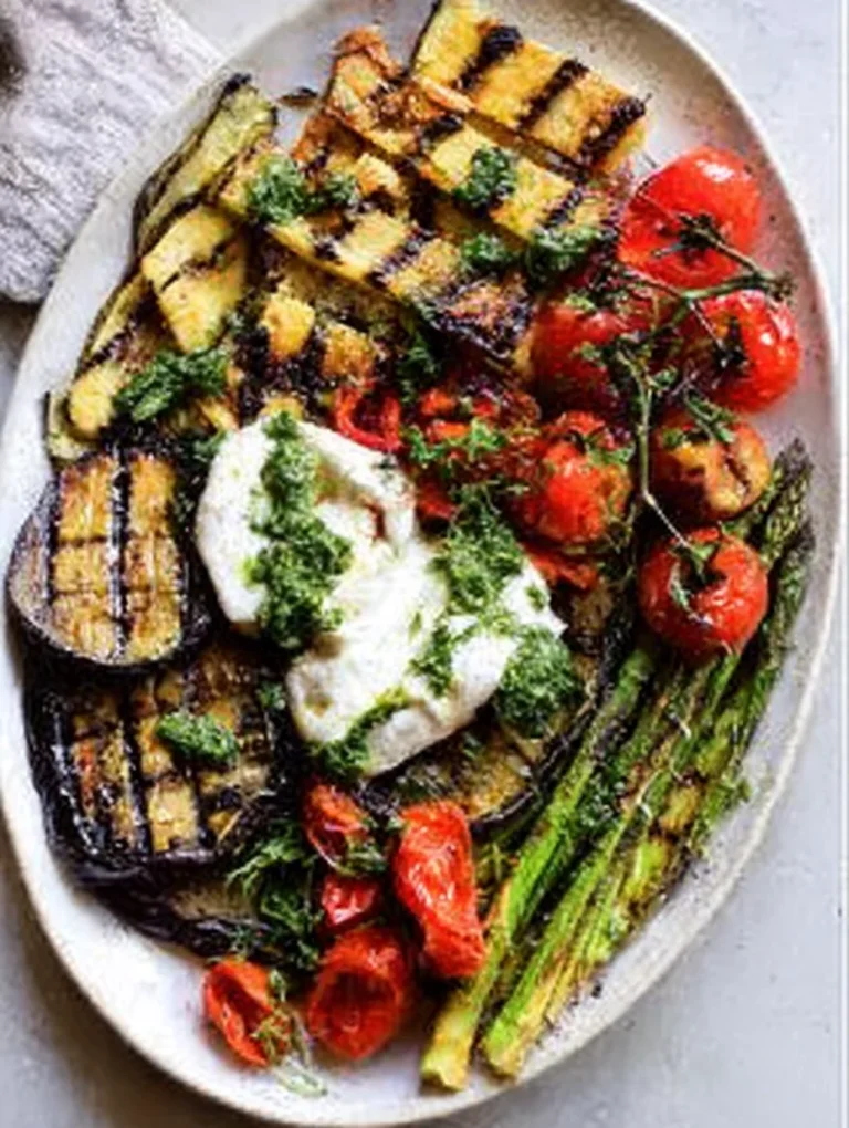 Grilled Vegetables with Chimichurri & Burrata