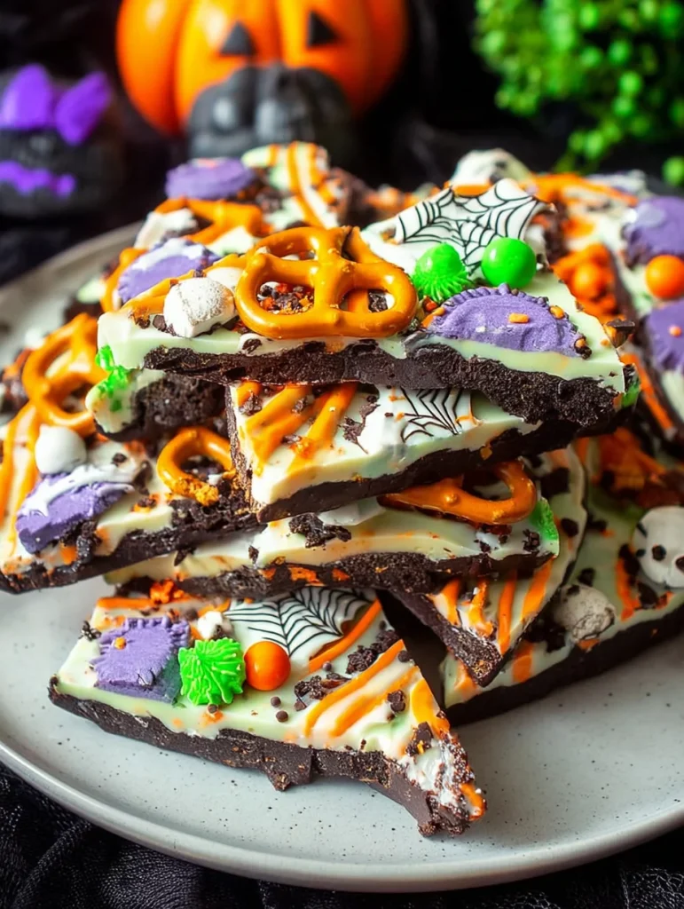 Halloween Bark white chocolate & pretzels