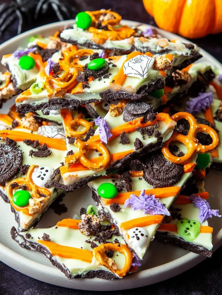 Halloween Bark white chocolate & pretzels