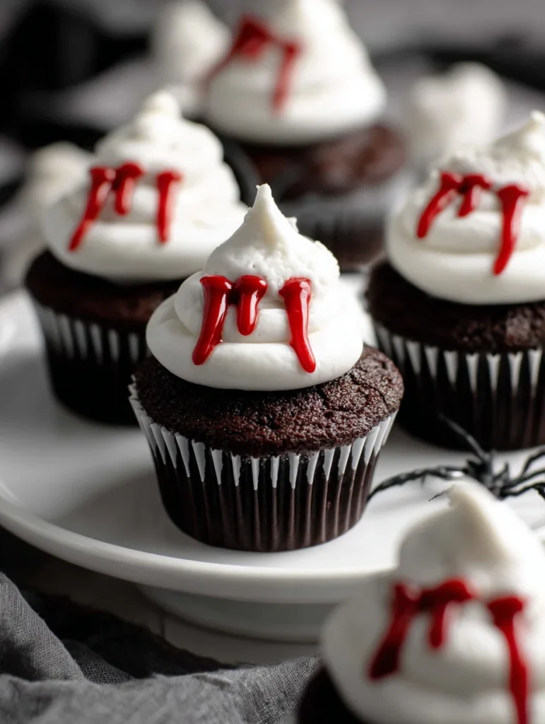 Halloween Vampire Bite Cupcakes