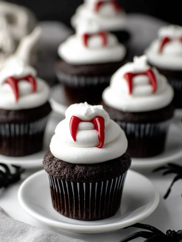 Halloween Vampire Bite Cupcakes