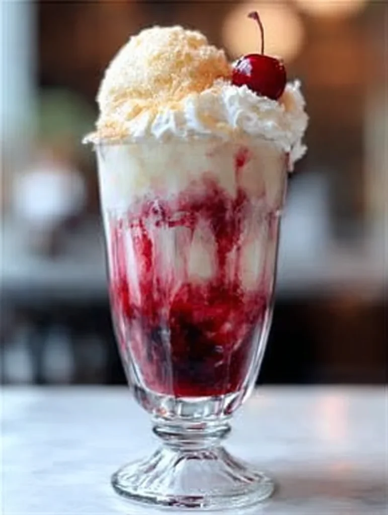 Hibiscus-cream soda float with berries