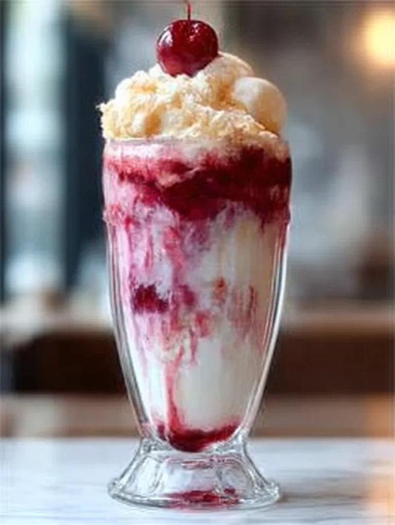 Hibiscus-cream soda float with berries