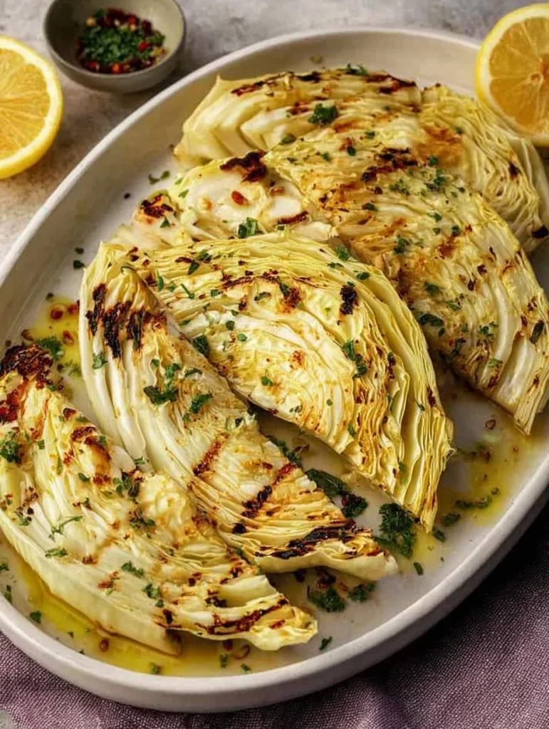 Lemon-Garlic Cabbage Wedges