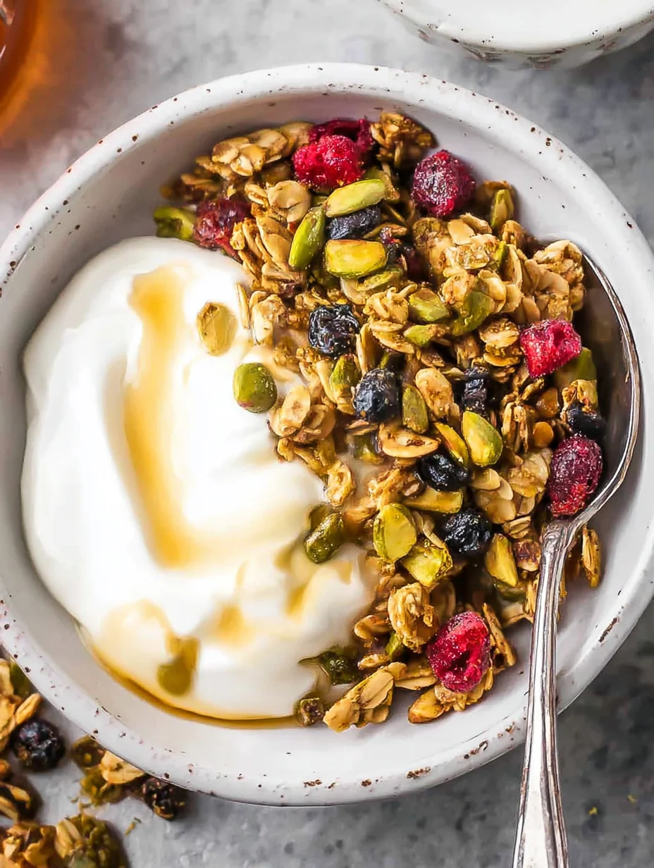 Maple pistachio granola with Greek yogurt