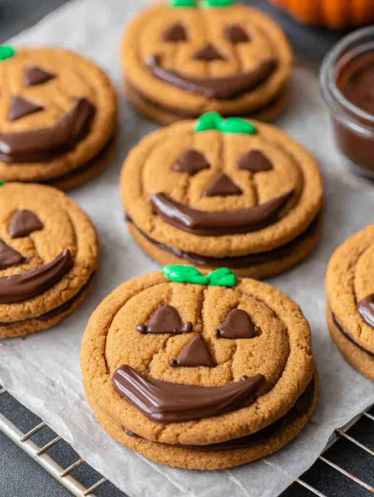 Milk Chocolate Stuffed Jack-O-Lantern Cookies