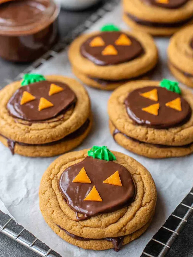 Milk Chocolate Stuffed Jack-O-Lantern Cookies