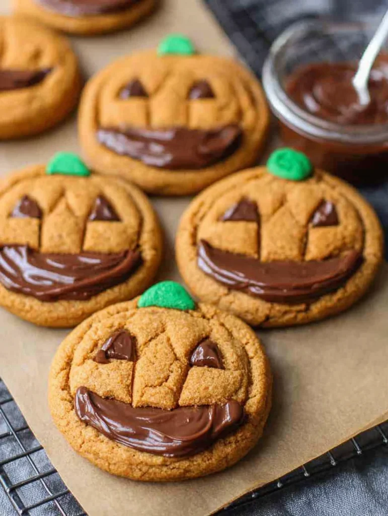 Milk Chocolate Stuffed Jack-O-Lantern Cookies