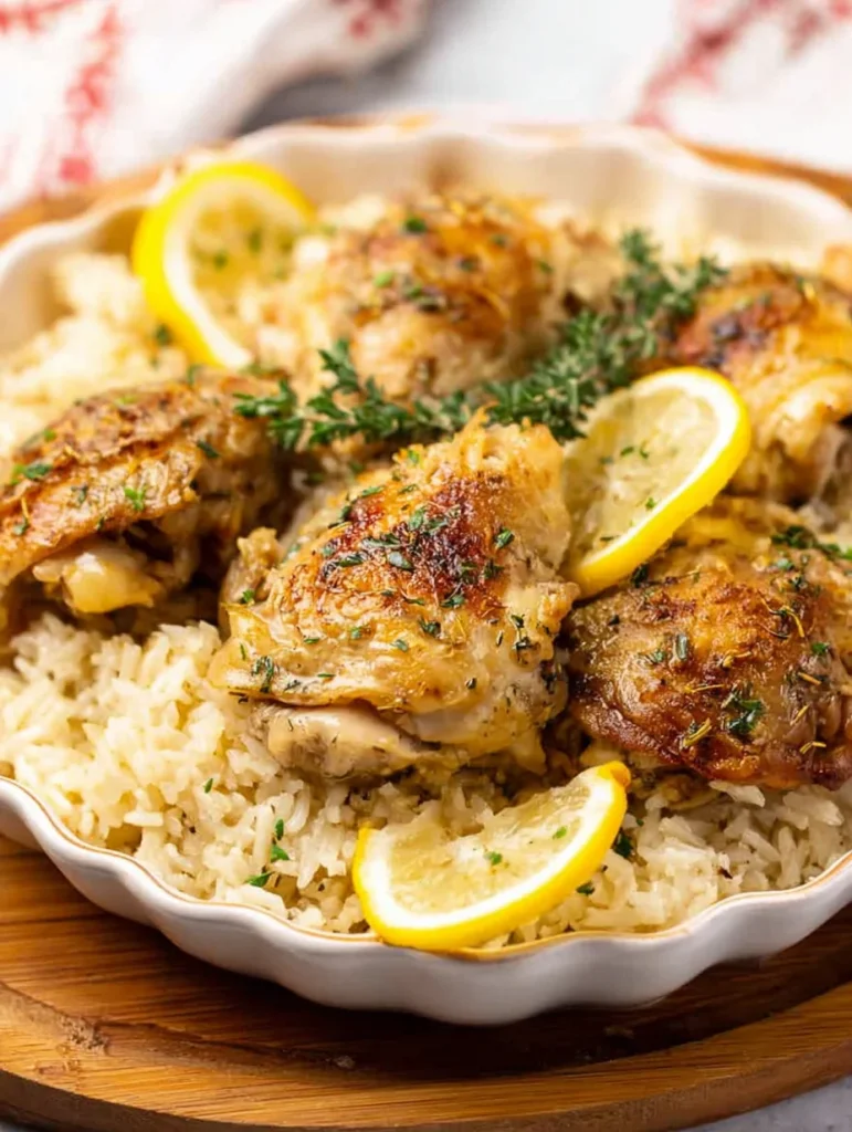 Slow Cooker Lemon Herb Chicken and Rice