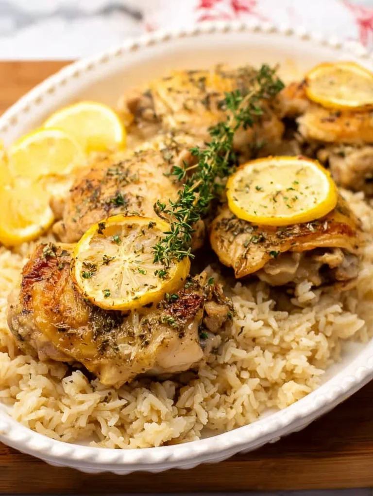 Slow Cooker Lemon Herb Chicken and Rice