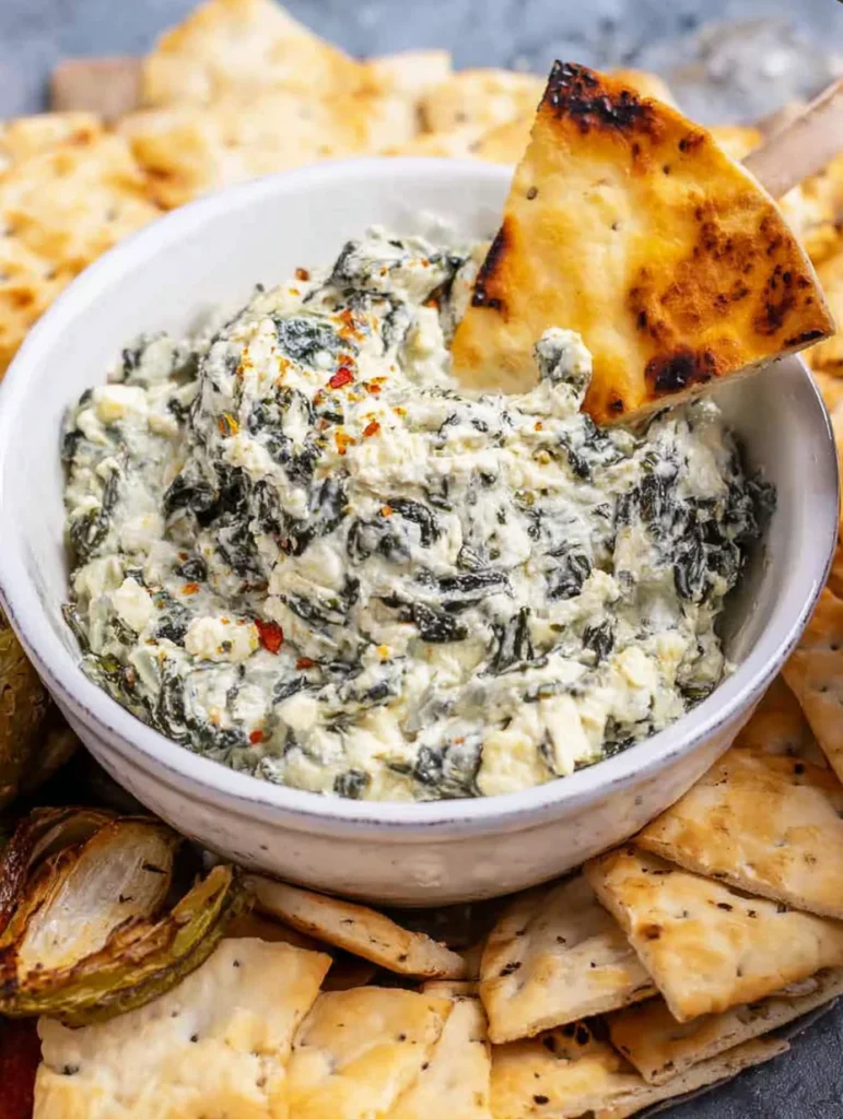 Spinach & Feta Dip with Roasted Veggies