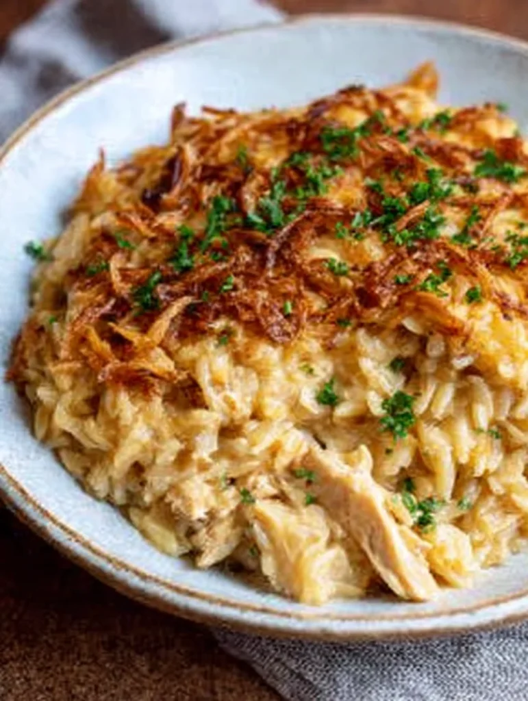 french onion chiken orzo casserole