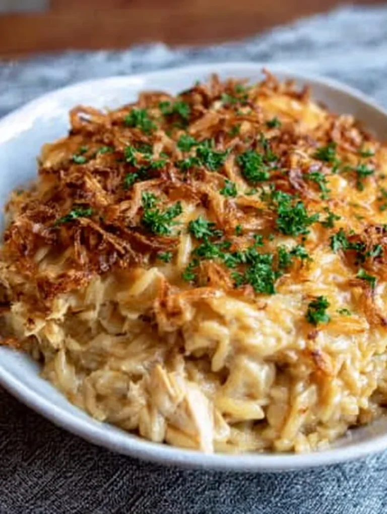 french onion chiken orzo casserole