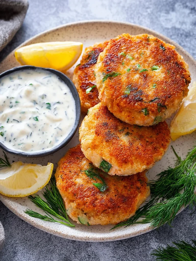 salmon cakes with chive and garlic sauce