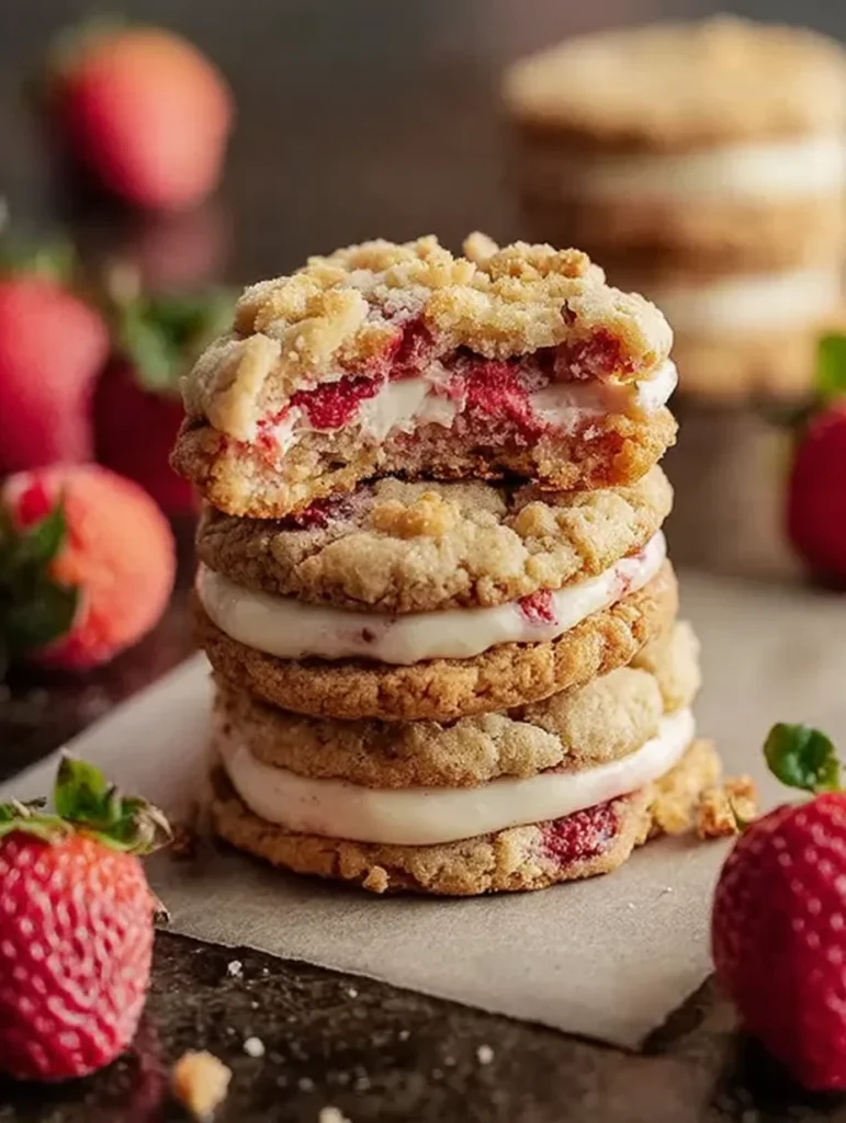 strawberry crunch cheesecake stuffed cookies