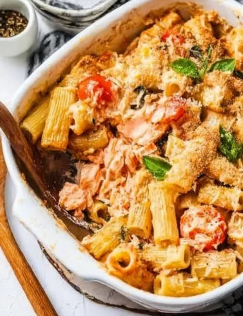 Baked Feta Pasta with Salmon