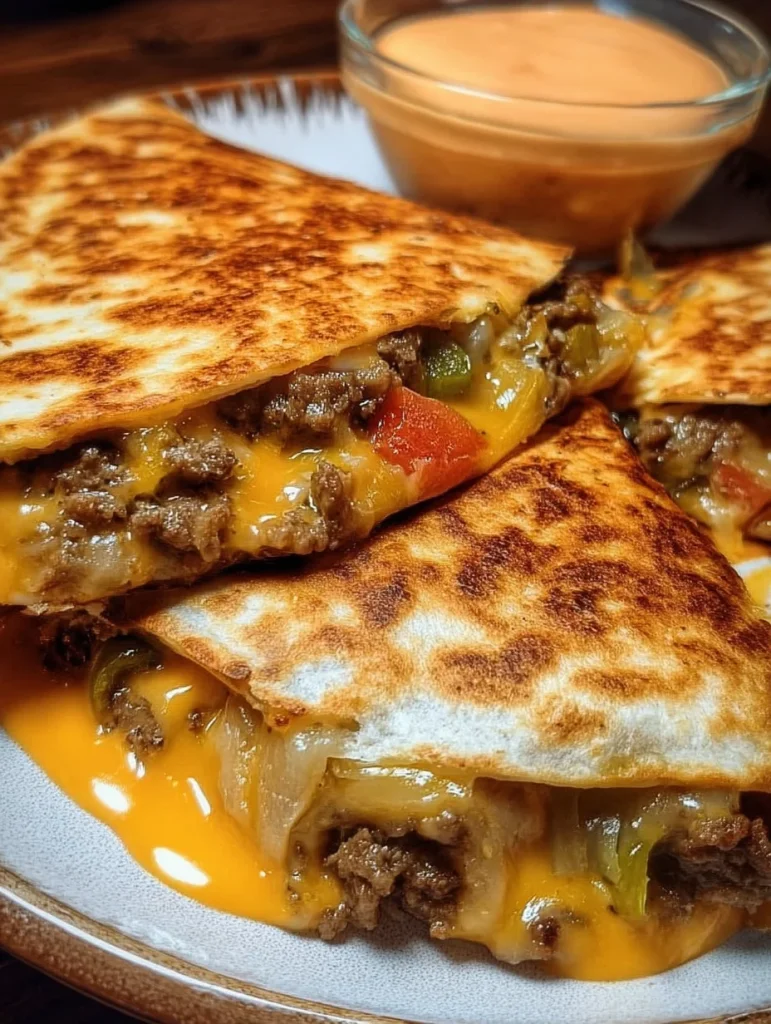 Cheeseburger Quesadillas with Burger Sauce