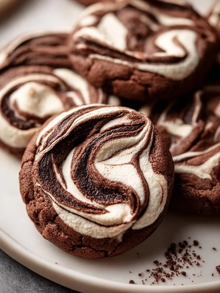 Chocolate Marshmallow Swirl Cookies