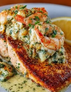 Crab and Shrimp Stuffed Salmon