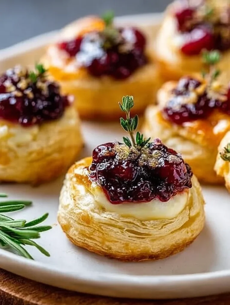 Cranberry Brie Puff Pastry Bites